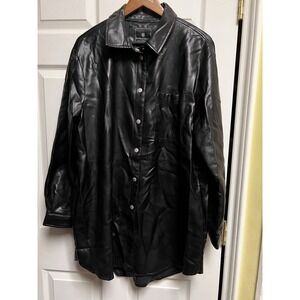 Bagatelle Collection Black Faux Leather Shacket Long Shirt Jacket‎ XL